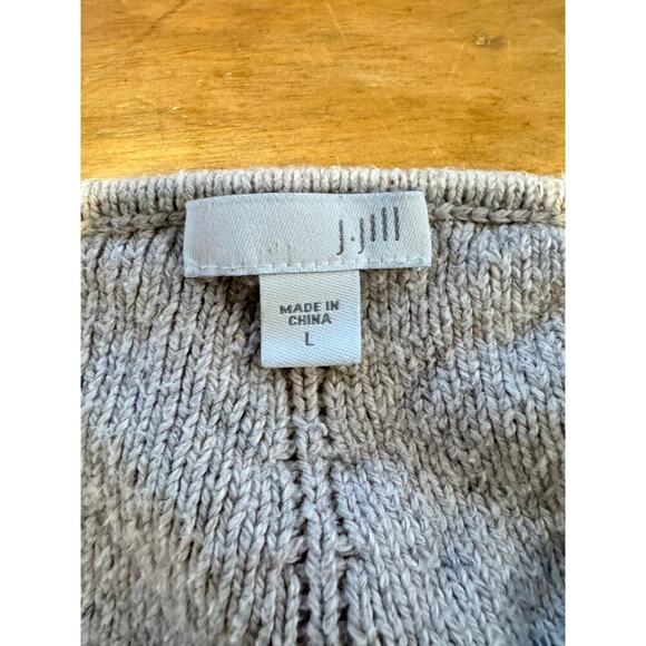 J.Jill Womens V-Neck Cotton Linen Bkend Sweater Beige Minimalist Basic SIZE L - Picture 4 of 7